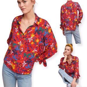MAEVE by Anthropologie Women's Size 6 Floral Long Sleeve Blouse BOHO Summer